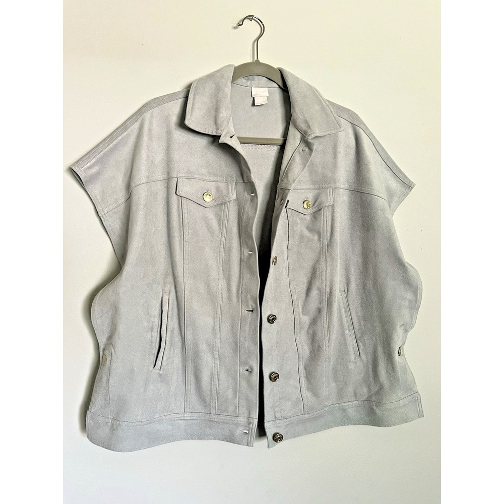 Oversized Women's S/M Trucker Vest Country Festival Boho Layering Faux Suede